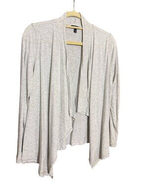 Talbots Open Front Cardigan Sweater Waterfall Heather Gray Metallic Thread Sz M